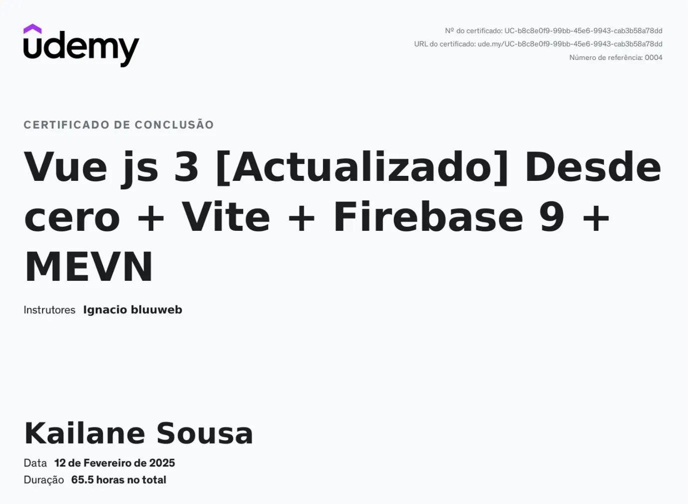 Certificado: Vue.js 3 + Vite + Firebase