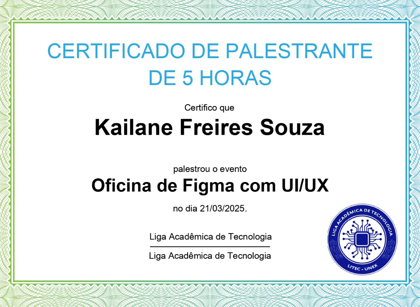 Certificado: Oficina de Figma — 1ª edição