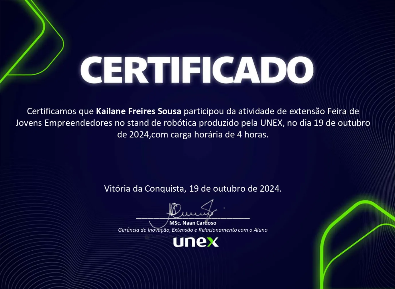 Certificado: Estande de Robótica