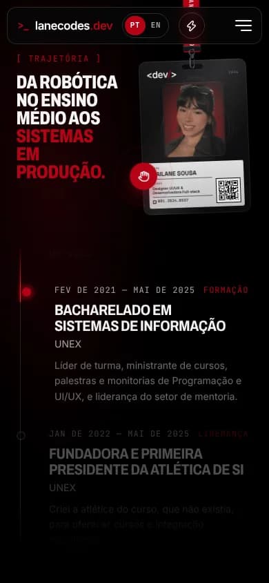 Trajetória e crachá no celular