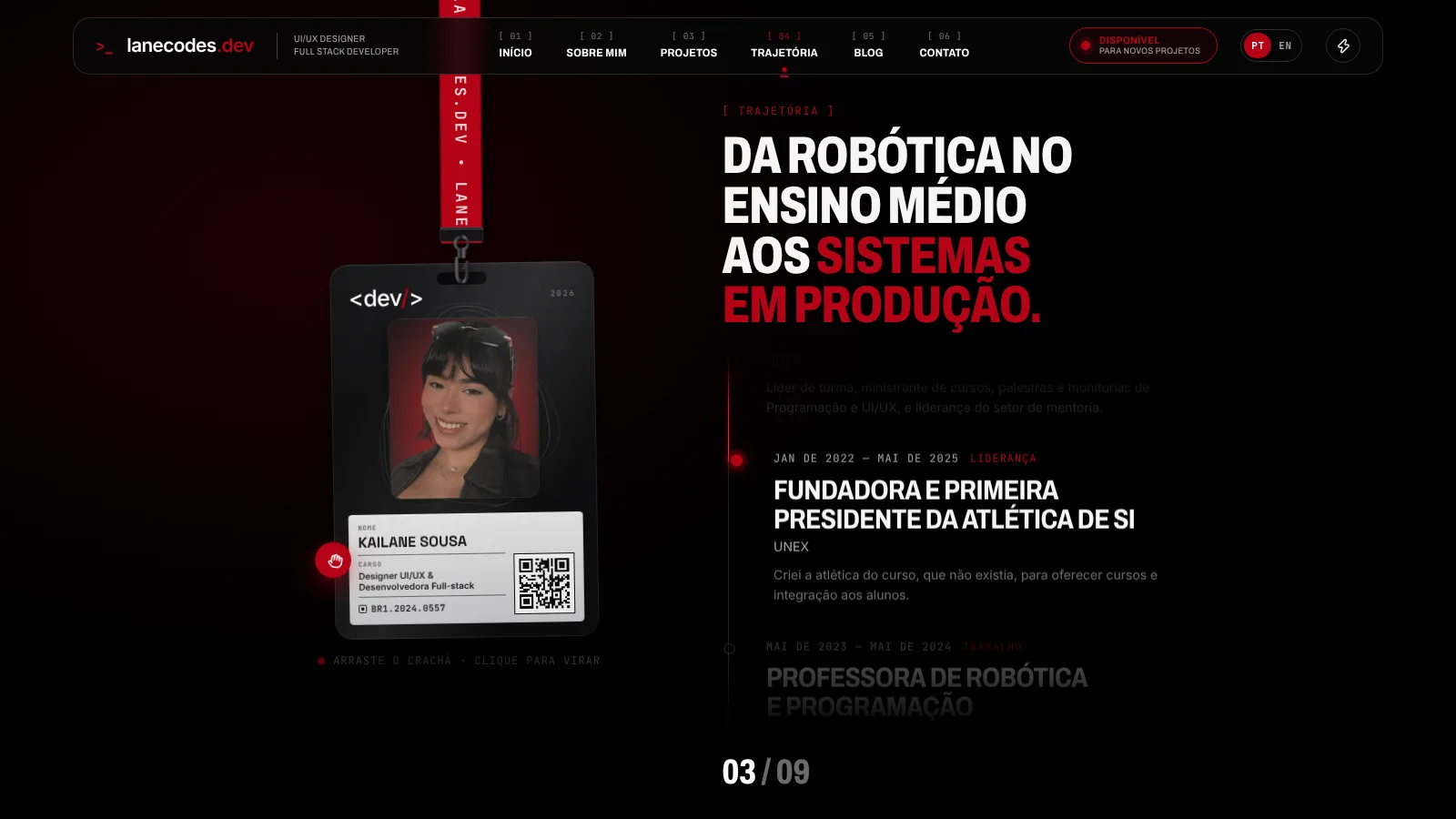 Trajetória com crachá interativo